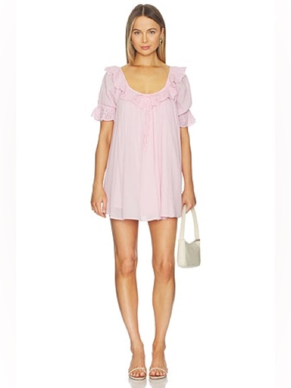 Show Me Your Mumu Toulouse Mini Dress Size XL Light Baby Pink Lace